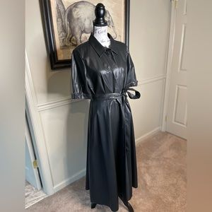 Calvin Klein faux leather button down dress